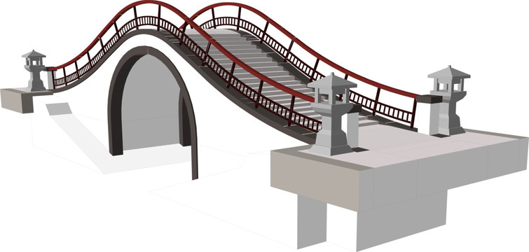 公园圆弧形石拱桥