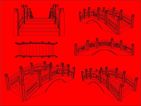 小木拱桥CAD图库