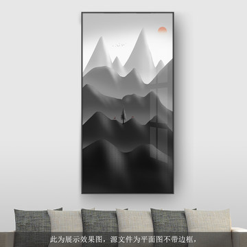 新中式抽象山水装饰画玄关装饰画