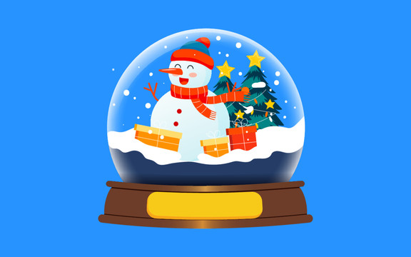 圣诞节礼物雪人水晶球背景海报