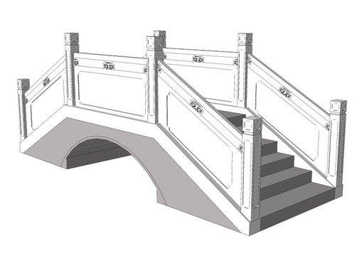 苏式园林小桥模型道具