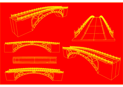 仿赵州桥拱桥线描图