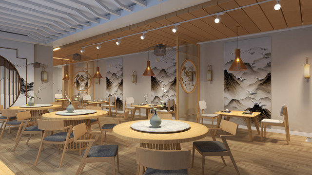 新中式餐厅设计效果图