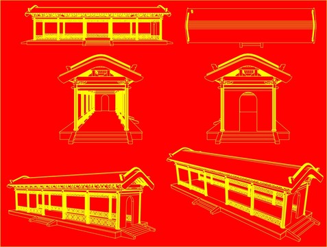 中式仿古长廊施工图