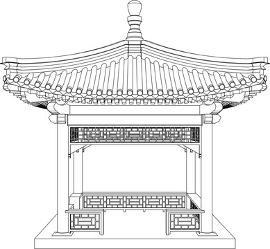 四角方亭凉亭