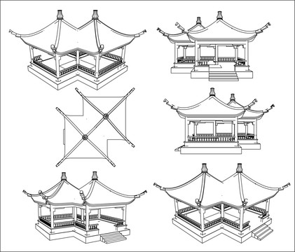 古建园林双亭图库