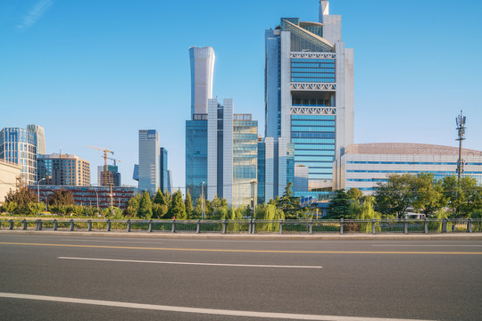 北京城市建筑天际线和高速公路