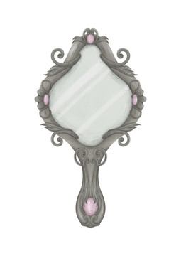 复古宝石魔镜欧式木质花纹镜子