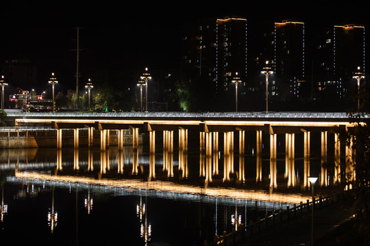 网红桥夜景城市之光