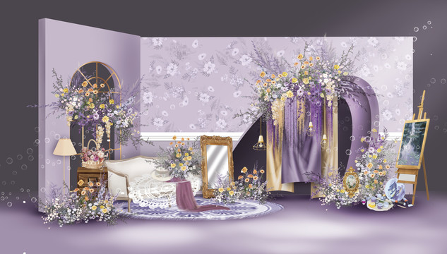 紫色法式婚礼