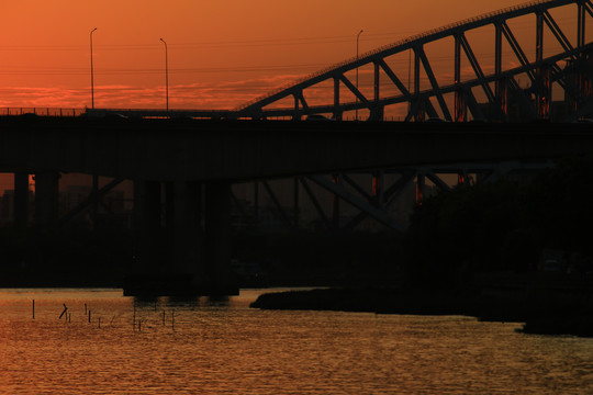 夕阳河景