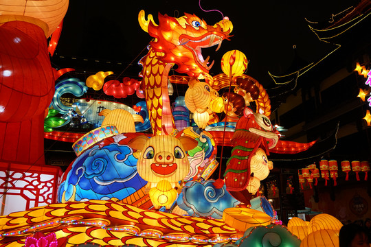 上海城隍庙元宵彩灯花灯景观