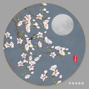 玉兰花轻奢装饰画