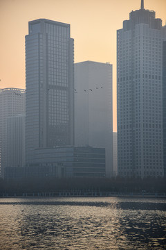 天津滨海响螺湾商务区城市天际线