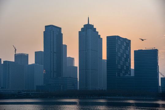 天津滨海响螺湾商务区城市天际线