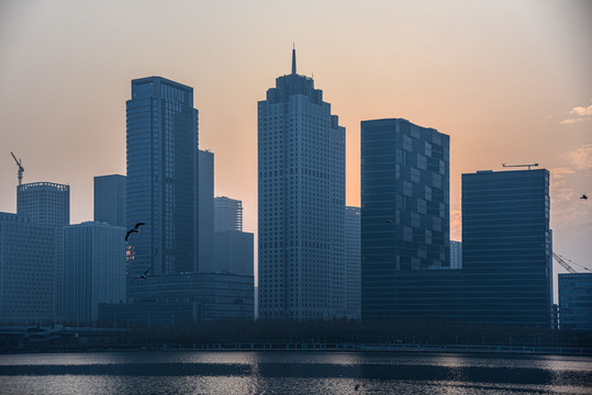 天津滨海响螺湾商务区城市天际线