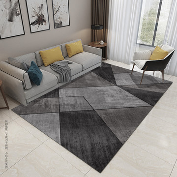 现代几何复古式黑灰布纹地毯地垫