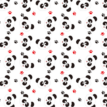 卡通熊猫矢量面料图案设计