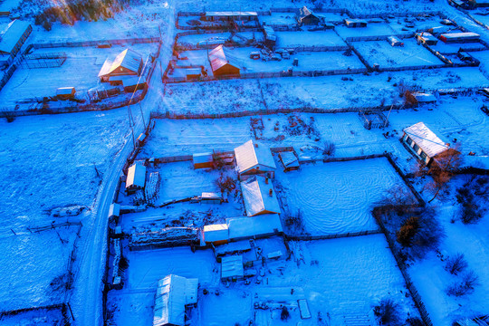 大兴安岭林场山村雪景