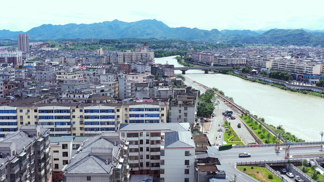 航拍江西省吉安市遂川县老城区