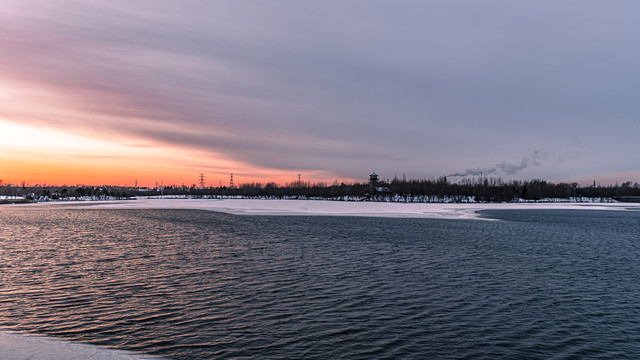 长春北湖国家湿地公园冬季风景