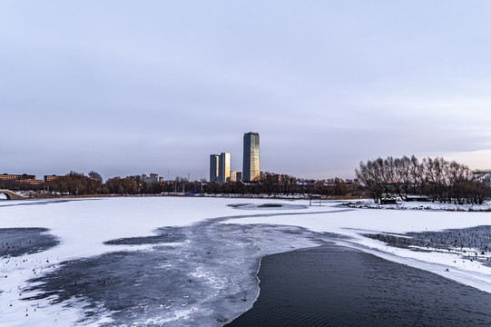 长春北湖国家湿地公园冬季风景