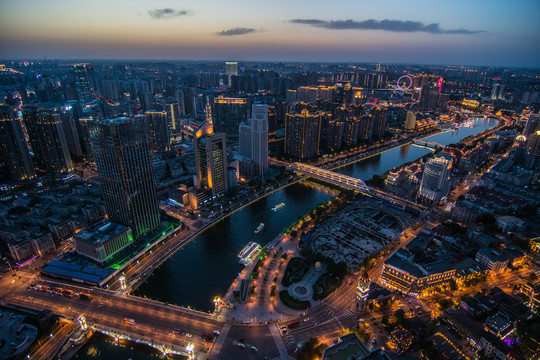 海河沿岸夜景风光