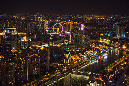 海河沿岸夜景风光