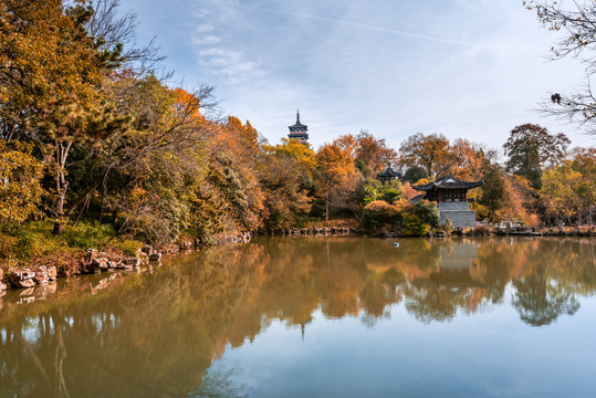秋天中国扬州大明寺的船厅