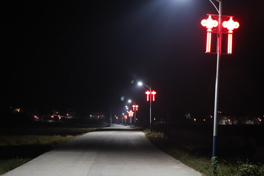 乡村公路灯光夜景