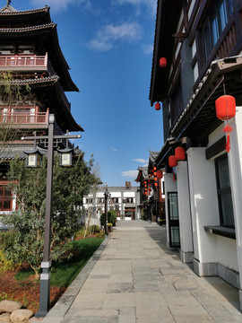 中式古建塔楼商业街