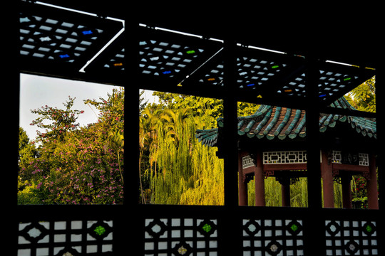 东莞可园玻璃窗景观