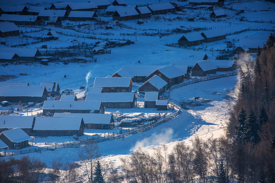 新疆阿勒泰喀纳斯禾木冬天雪景