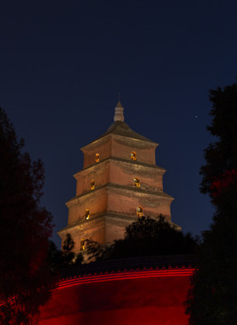 西安大雁塔高清夜景图片