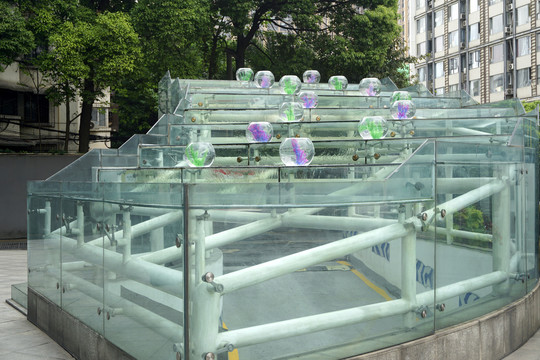 城市玻璃建筑水景造景