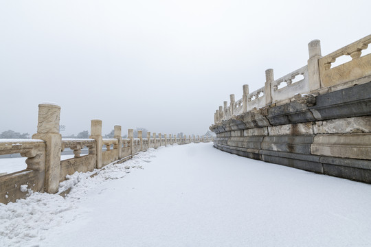 天坛下雪