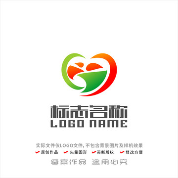 字母G标志爱心亲子logo