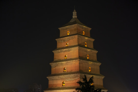 西安大雁塔高清夜景图片