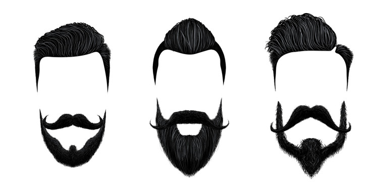 男性头部头发胡子创意设计插图