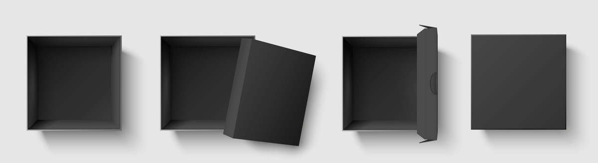 黑色盒子俯视图写实插图