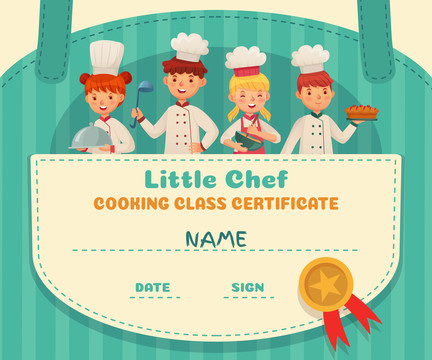 小厨师烹饪课证书创意设计插图