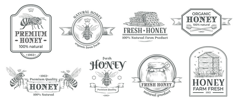 蜂蜜宣传图标复古图标