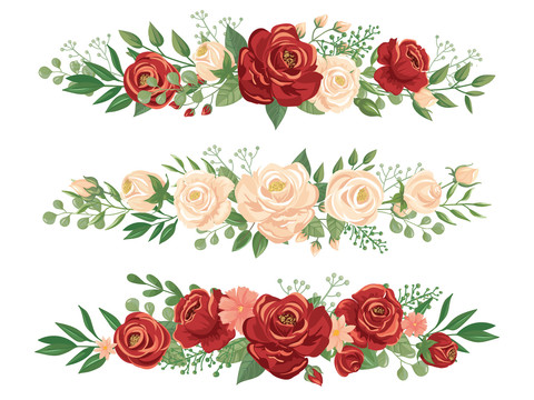 双色玫瑰装饰边框集合