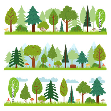 绿色森林树木创意设计插图