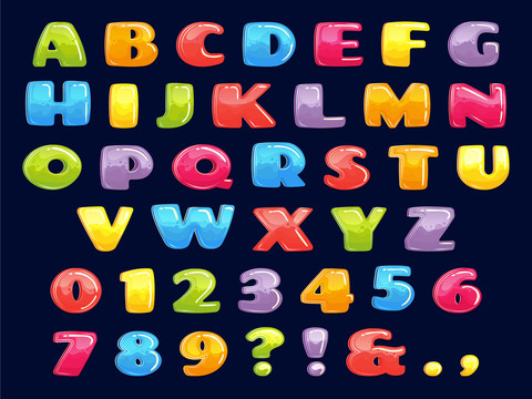彩色字母数字元素