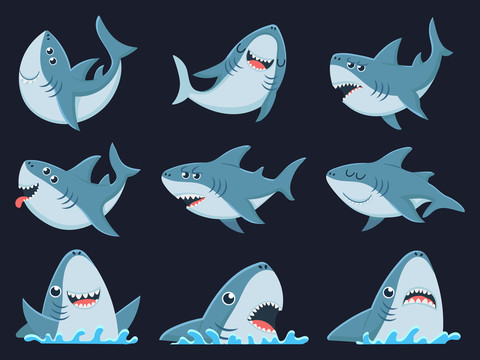 活泼鲨鱼玩水图标