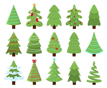 绿色圣诞树装饰图标