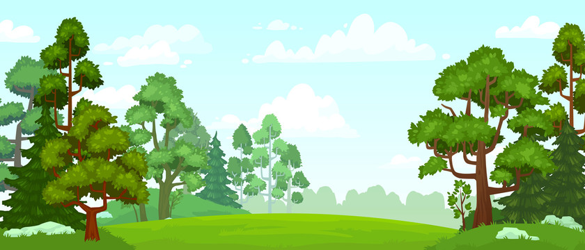 绿色树林山坡插图