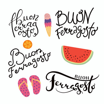 Buon ferragosto创意字体插图