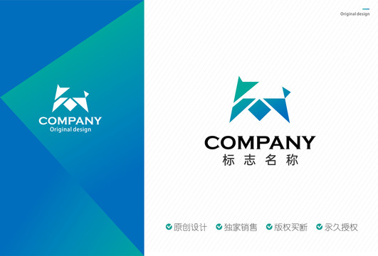 几何宠物logo设计